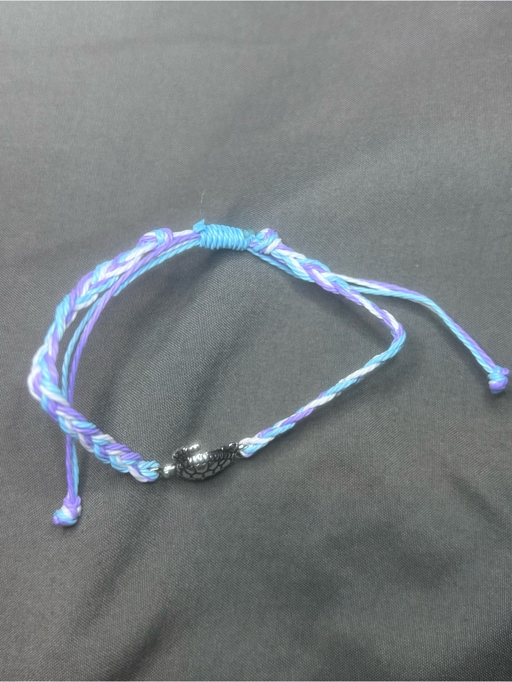 Blue & Purple Braided Bracelet with Turtle Charm